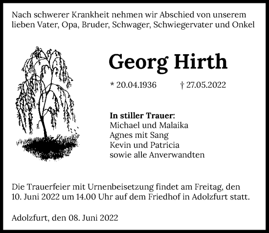 Traueranzeige von Georg Hirth von GESAMT