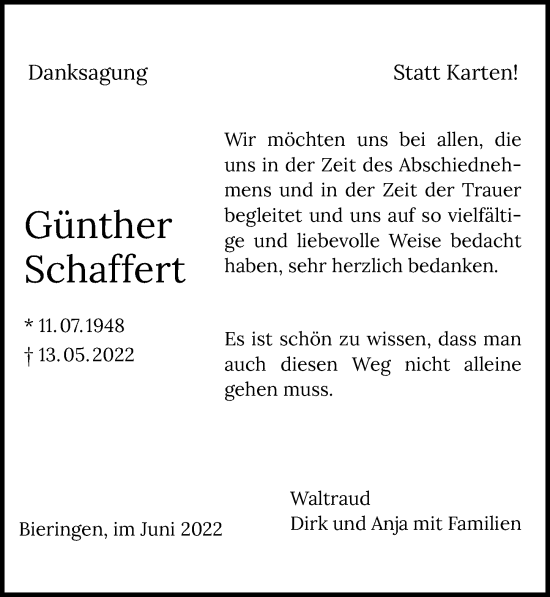 Traueranzeige von Günther Schaffert von GESAMT