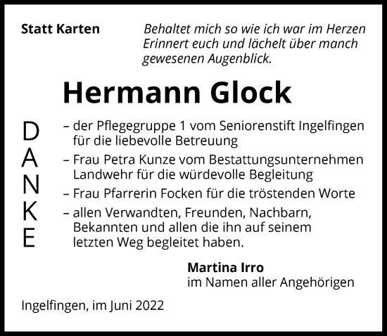 Traueranzeige von Hermann Glock von GESAMT