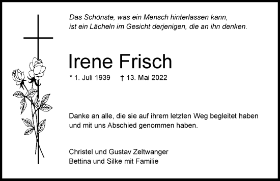 Traueranzeige von Irene Frisch von GESAMT