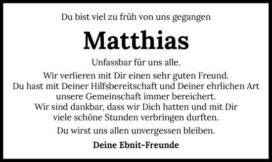 Traueranzeige von Matthias Pierro von GESAMT