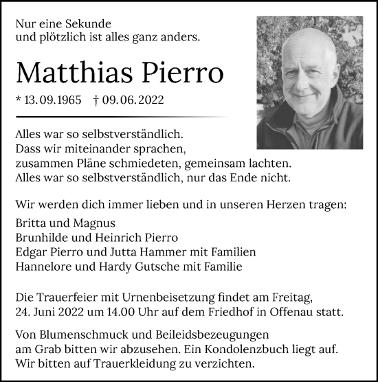 Traueranzeige von Matthias Pierro von GESAMT