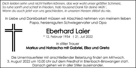 Traueranzeige von Eberhard Laier von GESAMT