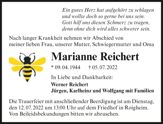 Traueranzeige von Marianne Reichert von GESAMT