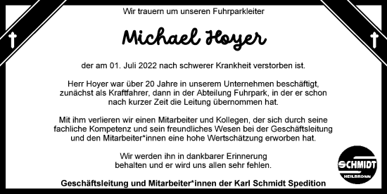 Traueranzeige von Michael Hoyer von GESAMT