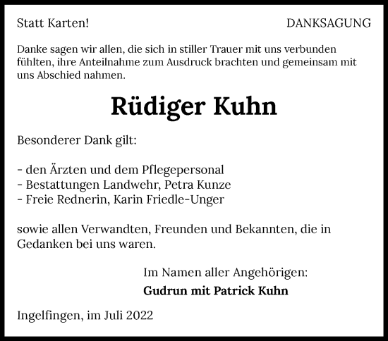 Traueranzeige von Rüdiger Kuhn von GESAMT