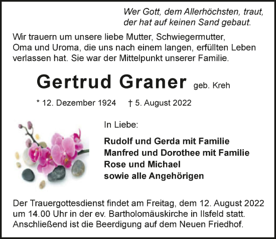Traueranzeige von Gertrud Graner von GESAMT