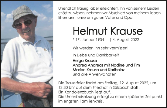 Traueranzeige von Helmut Krause von GESAMT