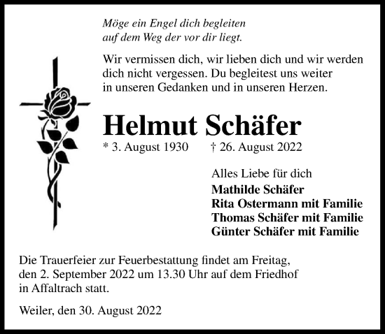 Traueranzeige von Helmut Schäfer von GESAMT