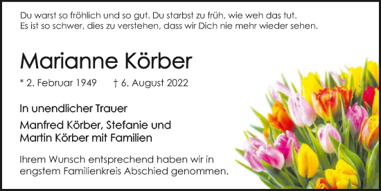 Traueranzeige von Marianne Körber von GESAMT