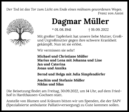 Traueranzeige von Dagmar Müller von GESAMT