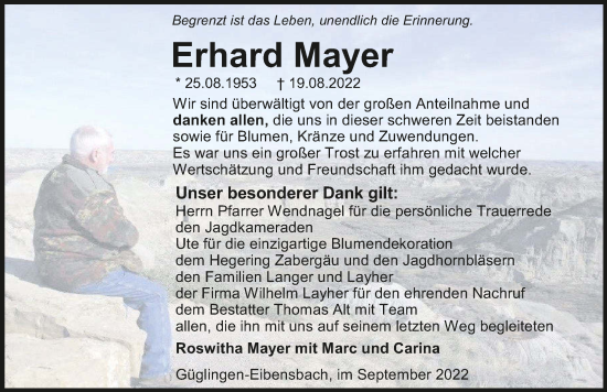 Traueranzeige von Erhard Mayer von GESAMT