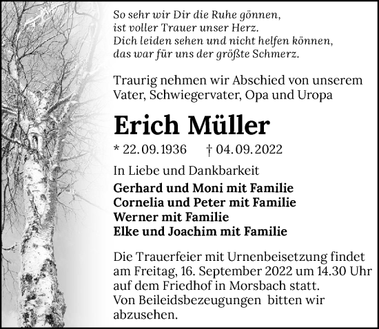 Traueranzeige von Erich Müller von GESAMT