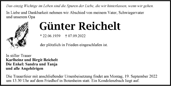 Traueranzeige von Günter Reichelt von GESAMT