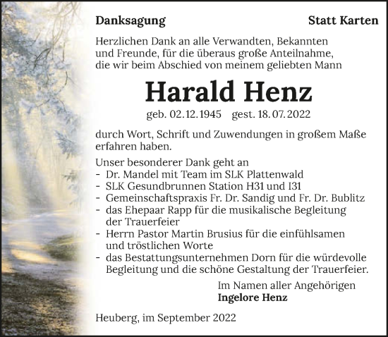 Traueranzeige von Harald Henz von GESAMT