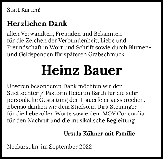 Traueranzeige von Heinz Bauer von GESAMT