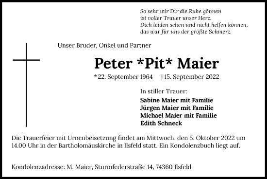 Traueranzeige von Peter Maier von GESAMT