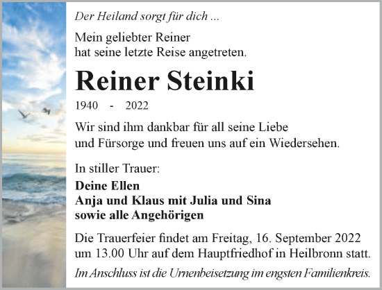 Traueranzeige von Reiner Steinki von GESAMT
