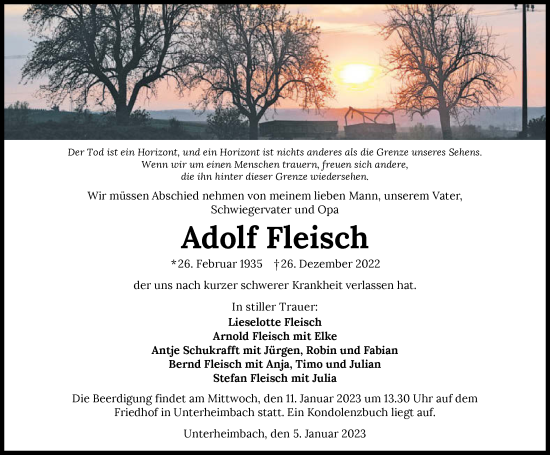 Traueranzeige von Adolf Fleisch von GESAMT