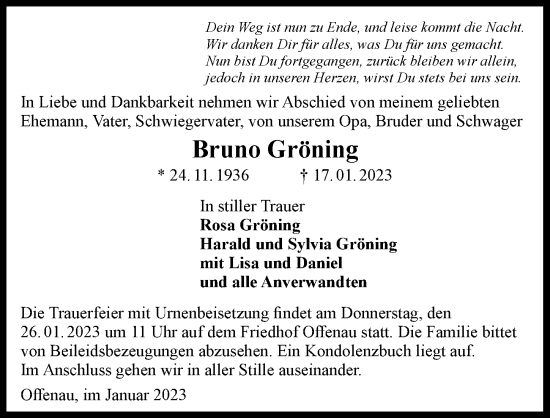 Traueranzeige von Bruno Gröning von GESAMT