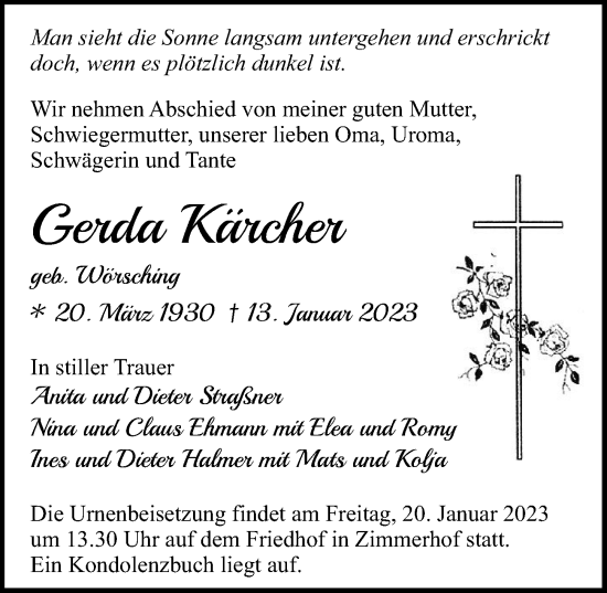 Traueranzeige von Gerda Kärcher von GESAMT