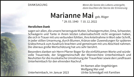 Traueranzeige von Marianne Mai von GESAMT