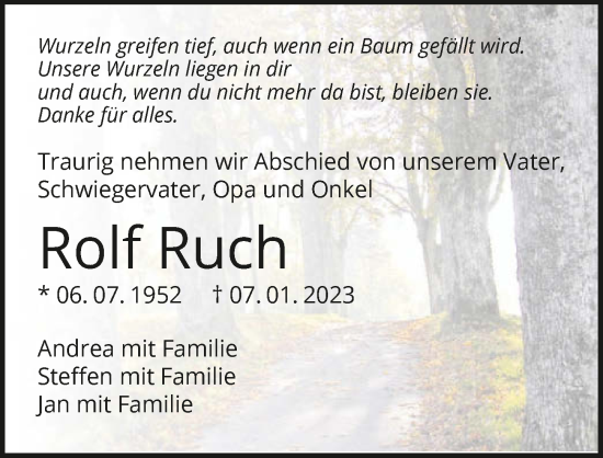 Traueranzeige von Rolf Ruch von GESAMT