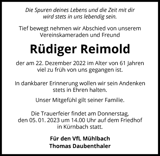 Traueranzeige von Rüdiger Reimold von GESAMT