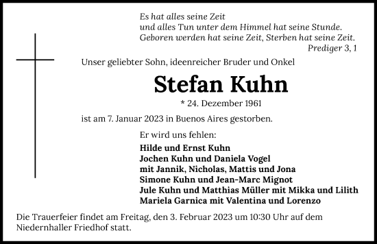 Traueranzeige von Stefan Kuhn von GESAMT
