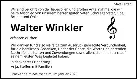 Traueranzeige von Walter Winkler von GESAMT