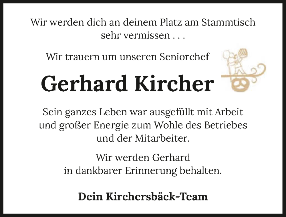  Traueranzeige für Gerhard Kircher vom 13.10.2023 aus GESAMT