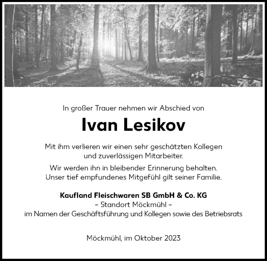 Traueranzeige von Ivan Lesikov von GESAMT
