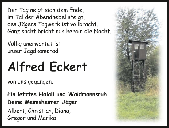 Traueranzeige von Alfred Eckert von GESAMT
