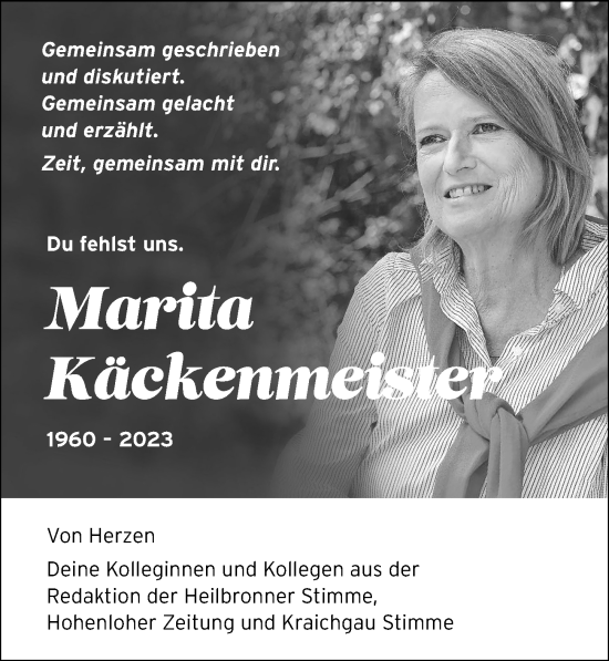Traueranzeige von Marita Käckenmeister