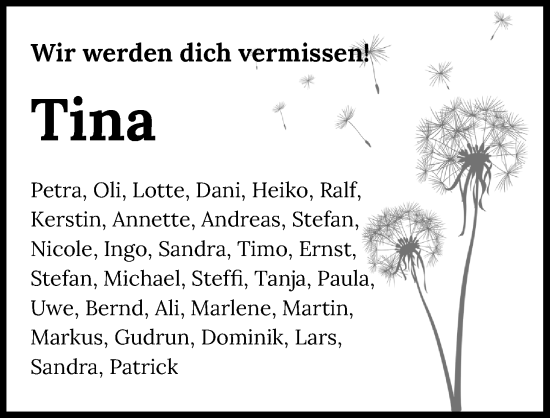 Traueranzeige von Tina Kolbus von GESAMT