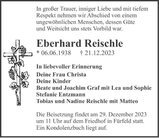 Traueranzeige von Eberhard Reischle von GESAMT