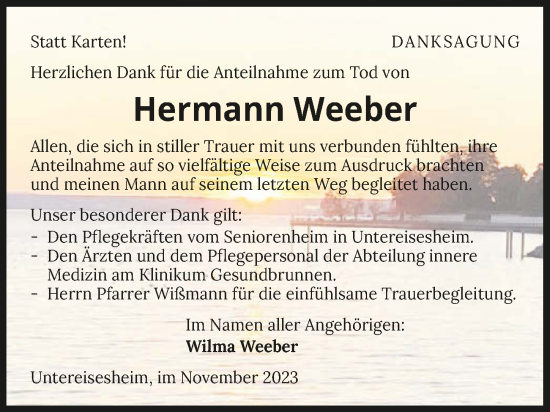 Traueranzeige von Hermann Weeber von GESAMT