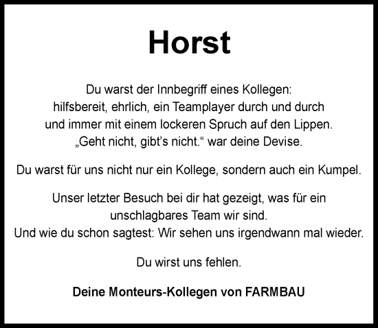 Traueranzeige von Horst Stolz von GESAMT