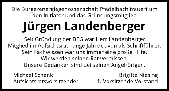 Traueranzeige von Jürgen Landenberger von GESAMT