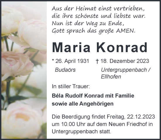 Traueranzeige von Maria Konrad von GESAMT