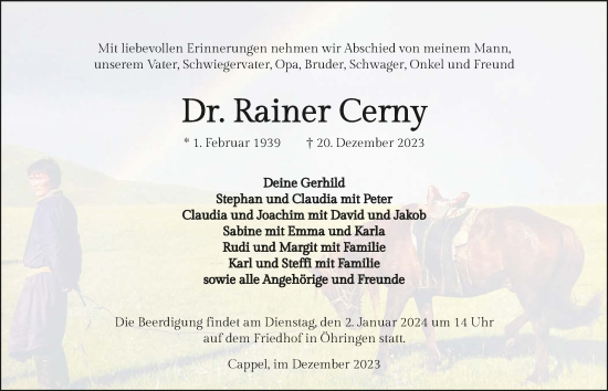 Traueranzeige von Rainer Cerny von GESAMT