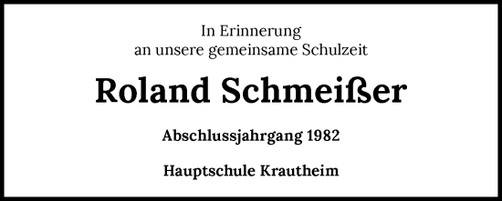 Traueranzeige von Roland Schmeißer von GESAMT