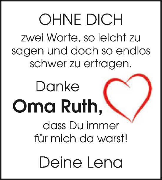 Traueranzeige von Ruth Wieland von GESAMT