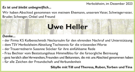 Traueranzeige von Uwe Heller von GESAMT
