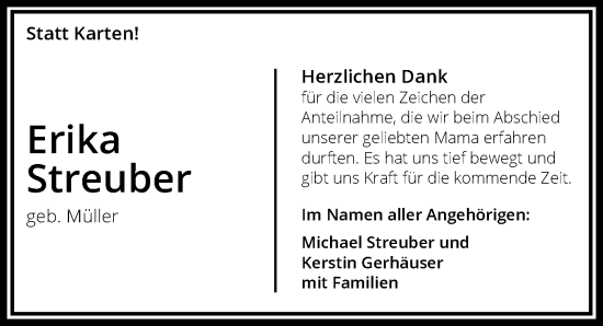 Traueranzeige von Erika Streuber von Gesamt