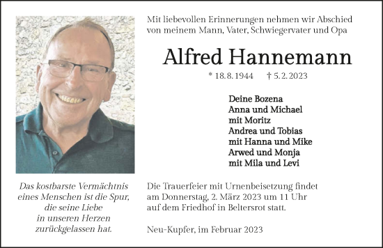 Traueranzeige von Alfred Hannemann von GESAMT