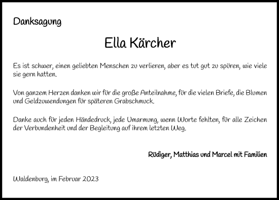 Traueranzeige von Ella Kärcher von GESAMT