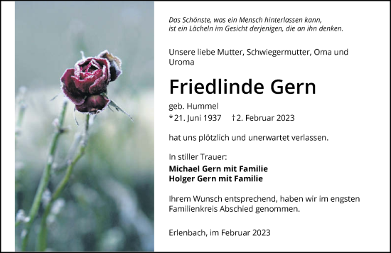 Traueranzeige von Friedlinde Gern von GESAMT