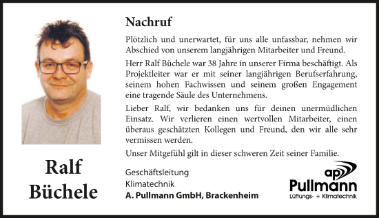 Traueranzeige von Ralf Büchele von GESAMT
