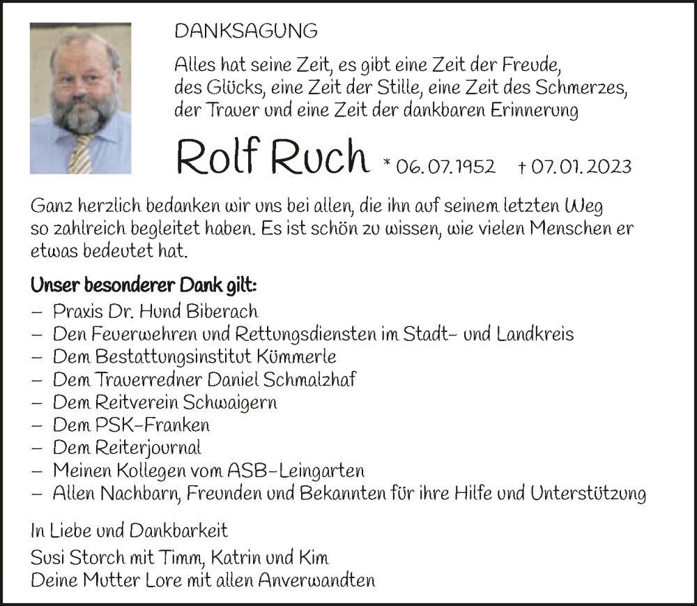  Traueranzeige für Rolf Ruch vom 02.02.2023 aus GESAMT
